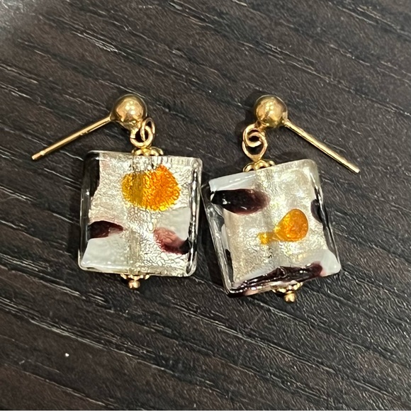 Iridescent Silver Square Drop Earrings - Picture 1 of 1
